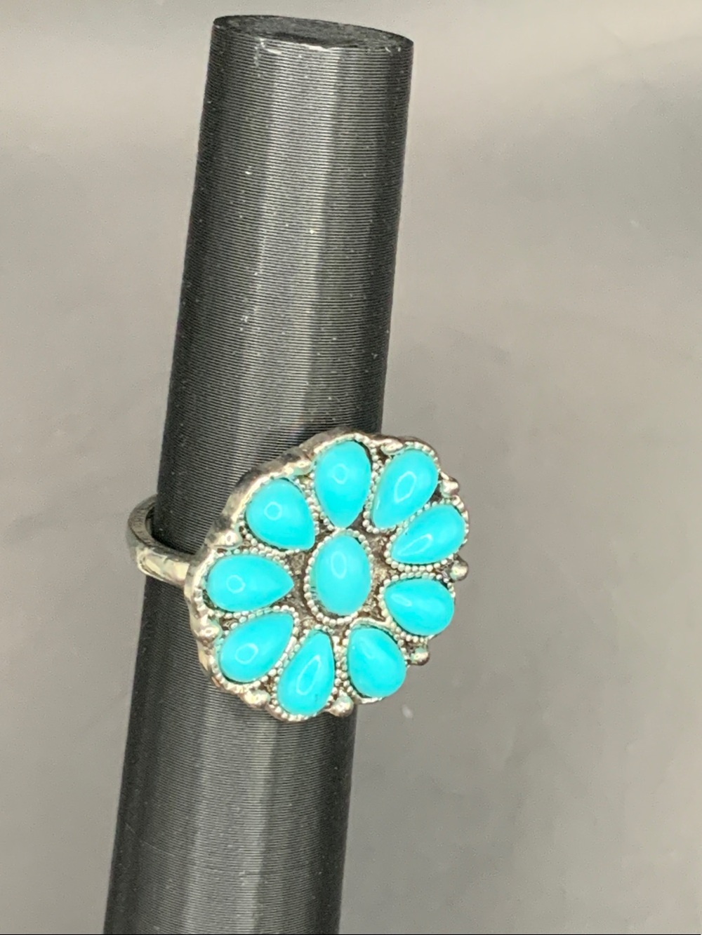 Turquoise Cluster Flower Ring - Women Jewelry